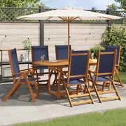 vidaXL Cadeiras de jardim dobráveis 6 pcs acácia maciça e textilene