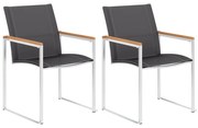 vidaXL Cadeiras de jardim 2 pcs textilene e aço inoxidável cinzento