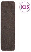 vidaXL Tapetes antiderrapantes retang. escadas 15pcs 75x20 cm castanho