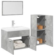 vidaXL 4 pcs conj. móveis casa banho derivados madeira cinza cimento