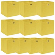vidaXL Caixas de arrumação 10 pcs 32x32x32 cm tecido amarelo