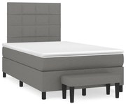 vidaXL Cama boxspring com colchão 120x190 cm tecido cinzento-escuro