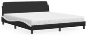 vidaXL Cama com colchão 180x200 cm couro artificial preto e branco