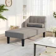 Chaise longue com rolo tecido cinza-claro