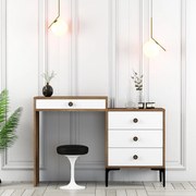 Mesa de Maquilhagem Lizbon500 – Nogueira/Branco – 124x84,7x40 cm