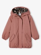 Agora -15%: Parka com capuz, forro em imitação pelo, para menina pau-rosa