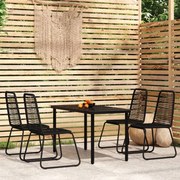 5 pcs conjunto de jantar para jardim preto