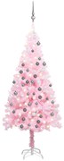 vidaXL Árvore Natal artificial pré-iluminada c/ bolas PVC rosa