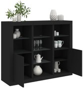 vidaXL Aparadores c/ luzes LED 3 pcs derivados de madeira preto