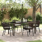vidaXL Conjunto de Jantar de Jardim com 5 Peças e Almofadas em Rattan de Poliéster Marrom.