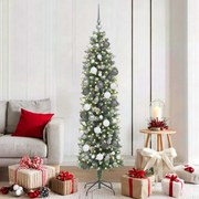 vidaXL Árvore Slim de Natal Artificial Verde e Branco 180 cm