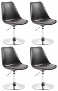 Conjunto de 4 cadeiras de sala de jantar Maverick em plástico com estrutura cromada 76-81 x 48 x 57 cm Preto