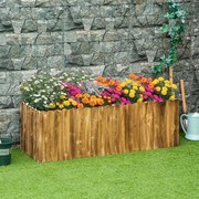 Floreira de Madeira com Base Aberta para Cultivar Plantas Flores Ervas Floreira Exterior Retangular 120x40x40 cm Carbonizada
