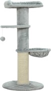 PawHut Arranhador para Gatos 103,5 cm Torre para Gatos com Cama Rede Plataforma Poste de Sisal Extra Grosso Bola Pendurada Cinza Claro | Aosom Portugal