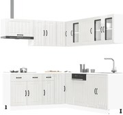 vidaXL 11 peças armário de cozinha conjunto Lucca brilho branco