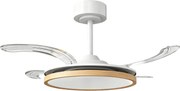 HOMCOM Ventoinha de Teto com Luz LED 80 W Motor DC Reversível Controlo Remoto 6 Velocidades Temporizador Ø95 cm Branco e Madeira | Aosom Portugal