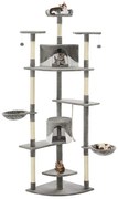vidaXL Árvore p/ gatos c/ postes arranhadores sisal 203cm cinza/branco