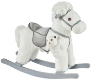 Cavalo de Baloiço Infantil com Sons e Ursinho de Pelúcia – 65x26x55 cm
