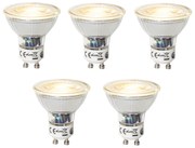 Conjunto de 5 Lâmpadas LED GU10 Dimerizáveis 7W 600lm 2700K
