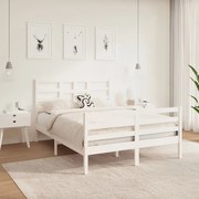 Estrutura de cama dupla 135x190 cm madeira maciça branco