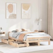 vidaXL Cama sem colchão 135x190 cm madeira de pinho maciça