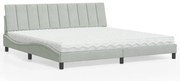 vidaXL Cama com colchão Hanko 200x200 cm veludo cinzento-claro