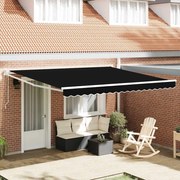 vidaXL Toldo Retrátil Preto 400 × 300 cm Poliéster e Alumínio