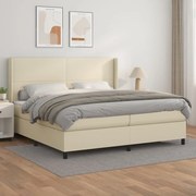 vidaXL Cama com molas/colchão 200x200 cm couro artificial cor creme