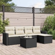 vidaXL 6 pcs conjunto sofás de jardim c/ almofadões vime PE preto