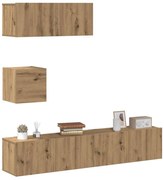 Conjunto de armário TV parede 4 pcs madeira carvalho artisiano
