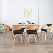 vidaXL Cadeiras jantar 6 pcs madeira curvada e couro artificial preto