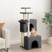 vidaXL Árvore p/ gatos c/ postes arranhadores sisal 122cm cinza-escuro