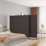 vidaXL Divisória de quarto com 3 painéis 525x180 cm tecido castanho