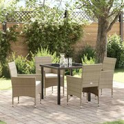 vidaXL Conjunto de jantar para jardim com 5 peças em polyrattan bege.