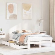 vidaXL Cama sem colchão 120x190 cm madeira de pinho maciça branco