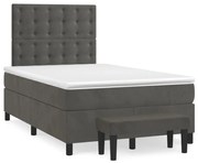 Cama boxspring com colchão 120x190 cm veludo cinzento-escuro