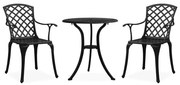 vidaXL 3 pcs conjunto de bistrô alumínio fundido preto