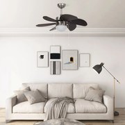 vidaXL Ventoinha de teto com luz 76 cm castanho-escuro