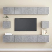 6 pcs conjunto de móveis de TV derivados madeira cinza cimento