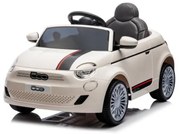 Carro elétrico para Crianças Fiat 500e 12V rodas silenciosas de EVA, assento de couro sintético BRANCO