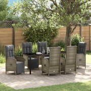 vidaXL Conjunto de Jantar de Jardim com 7 Peças e Almofadas em Rattan Poliéster Cinza