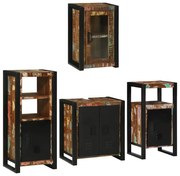 vidaXL Conjunto de Móveis para Banheiro com prateleira com porta 4 pcs