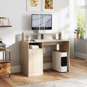 Secretária Moderna com Prateleiras e Suporte para Monitor Mesa de Estudo 108x50x94 cm Madeira