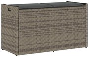 vidaXL Banco de arrumação exterior com almofadão 100 cm vime PE