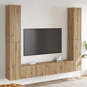 vidaXL armários TV montados na parede 6 pcs madeira carvalho artesanal