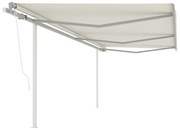 Toldo retrátil automático com postes 6x3 m cor creme