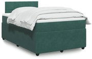 Cama boxspring com colchão 120x190 cm veludo verde-escuro