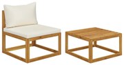 vidaXL 2 pcs conjunto de sofás de jardim com almofadão acácia maciça