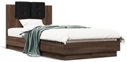 vidaXL Estrutura cama cabeceira/luzes LED 90x190 cm carvalho castanho