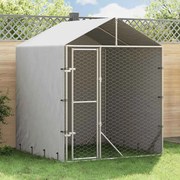 vidaXL Canil de exterior com teto 2x2x2,5m aço galvanizado prateado
